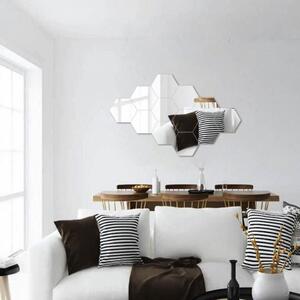Set Oglinzi Acrilice Design Hexagon - Oglinzi Decorative XL Size Silver Luxury Home 12 bucati/set