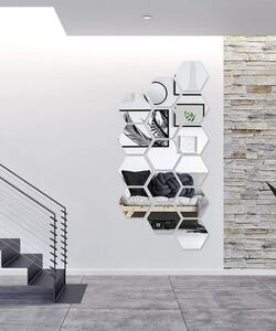 Set Oglinzi Acrilice Design Hexagon - Oglinzi Decorative XL Size Silver Luxury Home 12 bucati/set