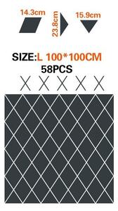 Set 58 Oglinzi Acrilice din PVC - Diamant Romb Sticker Auto-adeziv Decorativ pentru Baie Living si Bucatarie 100 x 100 cm