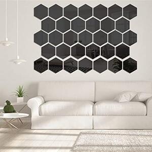 Set Oglinzi Acrilice Design Hexagon - Oglinzi Decorative XXL Size Black Luxury Home 12 bucati/set