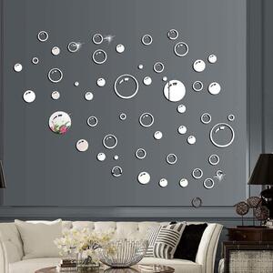 Oglinzi acrilice decorative autoadezive 3D Wall Bubbles 58 buc/set