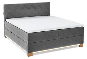 Pat boxspring gri cu spațiu de depozitare 160x200 cm Messina – Meise Möbel