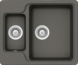 Chiuvetă bucătărie cristalite cu 1 cuvă + ½ Schock Manhattan N-150 61x50 cm, fără picurător, reversibilă, Asphalt