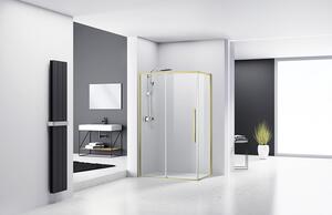 Cabină de duș dreptunghiulară reversibilă Belform Fortuna 120x80x195 cm, sticlă securizată transparentă, ușă glisantă, profil auriu
