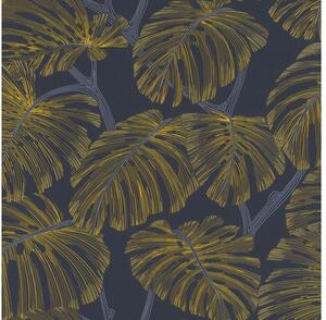 Tapet vlies 692105 Rhapsody frunze palmier albastru/galben 10,05x0,53 m