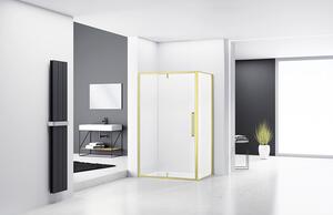 Cabină de duș dreptunghiulară reversibilă Belform Fortuna 100x80x195 cm, sticlă securizată transparentă, ușă batantă, profil auriu
