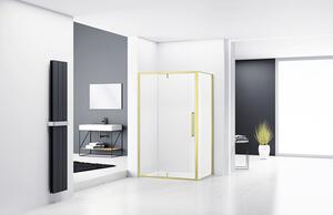 Cabină de duș dreptunghiulară reversibilă Belform Fortuna 120x90x195 cm, sticlă securizată transparentă, ușă batantă, profil auriu