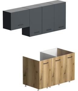 Set mobilier bucătărie Capri L180 cm antracit/stejar sălbatic