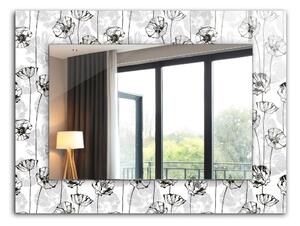 Oglindomat.ro Oglinda rama cu imprimeu Oglinda rama cu imprimeu Desen monocrom de flori lpp-00010815