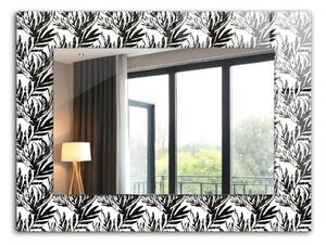 Oglindomat.ro Oglinda cu decor Oglinda cu decor Frunze albe și negre lpp-00013279