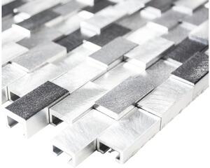 Mozaic aluminiu XAM A132, model 3D, mix argintiu 30,1x30,4 cm