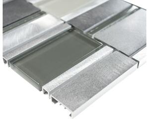 Mozaic sticlă-aluminiu XAM A801 argintiu lucios 30,1x30,1 cm