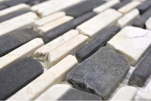 Mozaic marmură Biancone MOS Brick 205 mix bej-gri mat, 30,5x30,5 cm