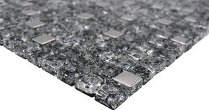 Mozaic sticlă-piatră naturală XIC 1099 mix negru-argintiu 30x30 cm