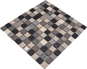 Mozaic sticlă-ceramică CU G60 mix bej/gri/negru 32,7x30,2 cm
