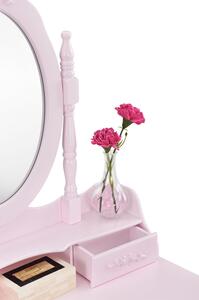 Masã de toaletã roz "Mira" cu oglindã si scaun