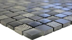 Mozaic sticlă-piatră naturală XCM HQ29 mix negru 30x30 cm