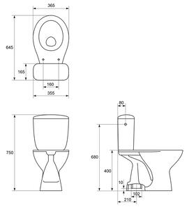 Set vas wc cu rezervor si capac duroplast, evacuare verticala, Cersanit President verticala