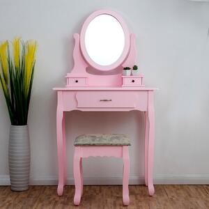 SER105 - Set Masa toaleta cosmetica machiaj oglinda masuta vanity - Roz