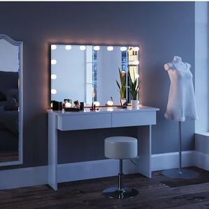 SEA252 - Set Masa alba toaleta moderna, 120 cm, cosmetica machiaj oglinda cu sau fara LED, masuta vanity cu sau fara bancuta/scaun