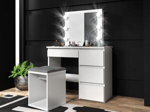 SEA512 - Set Masa toaleta cosmetica machiaj oglinda masuta vanity, oglinda cu LED-uri - Alb sau Maro