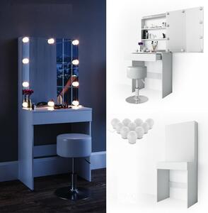 SEA262 - Set Masa alba toaleta cosmetica machiaj, oglinda cu LED, masuta vanity