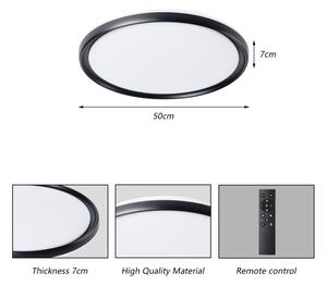 Brilagi - Plafonieră LED dimabilă RIVO, 72W, 230V, 3000-6000K, negru, diam. 50 cm, cu telecomandă
