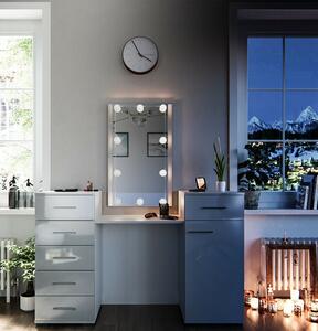 SEA265 - Set Masa alba toaleta 140 cm cosmetica machiaj, oglinda cu LED la alegere, masuta vanity