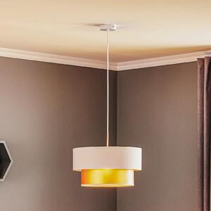 Maco Design Lampă suspendată Dorina, crem/auriu Ø 40cm, reglabil, Bej, Camera de zi / sufragerie, Plastic, Modern