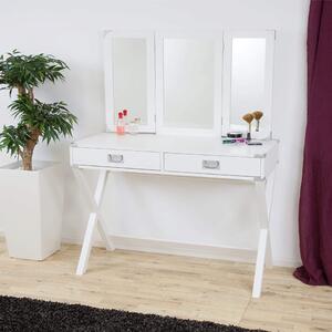 SEN226 - Set Masa toaleta, 106 cm, cosmetica machiaj, oglinda, masuta vanity, comoda make-up: Alb sau Negru
