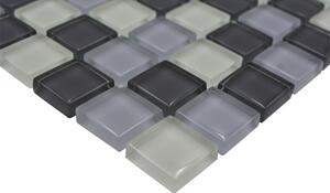 Mozaic sticlă XCM 8125 gri-negru-alb 30,2x32,7 cm