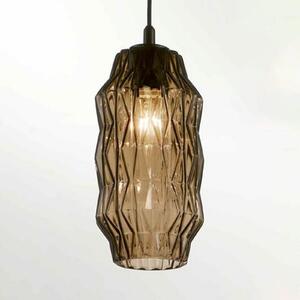 Selène Lampă suspendată Origami din sticlă, gri-maro, reglabil, Maro / Rugină, Camera de zi / sufragerie, Sticlă, Design