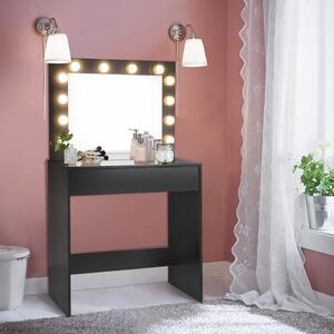 SEN230 - Set Masa toaleta, 78 cm, cosmetica machiaj oglinda cu LED, masuta vanity - Negru