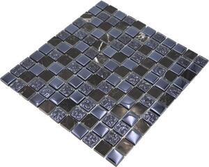 Mozaic sticlă-piatră naturală XCM M862 negru 30,2x32,7 cm