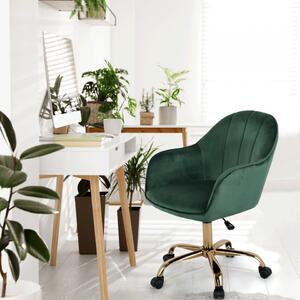 SCA605 - Fotoliu birou cu roti, scaun tapitat, scaun masuta toaleta, machiaj - Verde-Auriu