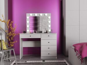 MBMT9 - Set Masa toaleta, 110 cm, cosmetica machiaj, masuta vanity, oglinda cu LED-uri - Alb