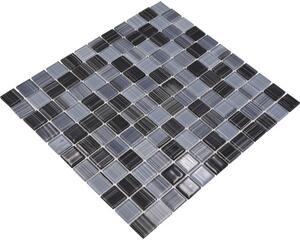 Mozaic sticlă CM 4300 mix alb-gri 30,2x32,7 cm