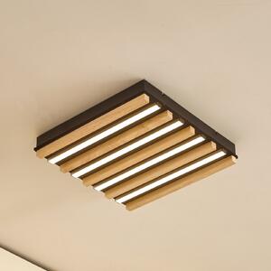 Lindby Plafonieră LED Firka, alb, lemn, 42cm, CCT, dimabil
