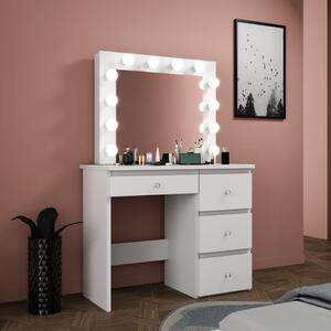 MBMT11 - Set Masa toaleta, 94 cm cosmetica machiaj oglinda masuta vanity, oglinda cu LED-uri - Alb