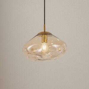 Lampă suspendată Lindby Lelia, chihlimbar, sticlă, Ø 35 cm
