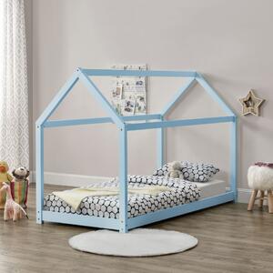 PAAC3 - Pat casuta pentru 1 persoana, dormitor copii - 90 x 200 cm - Gri, Albastru, Roz, Mint