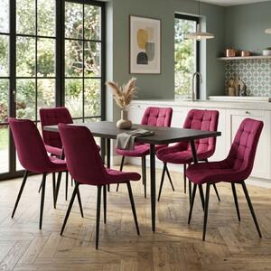 Set masă extensibilă Lisabona Wenge cu 6 Scaune Onix Bordo