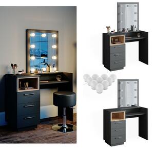 SEG204 - Set Masa toaleta, 100 cm, moderna cosmetica machiaj oglinda, masuta vanity cu sau fara LED- Antracit