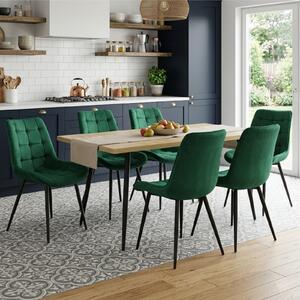 Set masă extensibilă Lisabona Stejar cu 6 Scaune Onix Verde