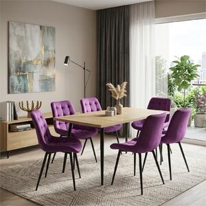 Set masă extensibilă Lisabona Stejar cu 6 Scaune Onix Mov