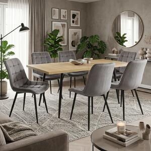 Set masă extensibilă Lisabona Stejar cu 6 Scaune Onix Gri