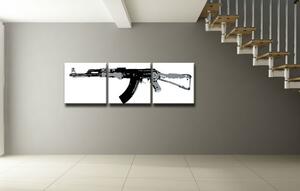 Tablou pictat manual POP Art Kalashnikov 3-piese (tablouri)