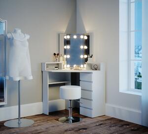 SEA369 - Set Masa toaleta, 113 cm, moderna cosmetica machiaj oglinda, masuta vanity cu sau fara LED - Alb