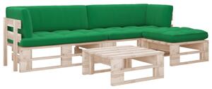 Set mobilier paleți cu perne, 4 piese, lemn de pin tratat