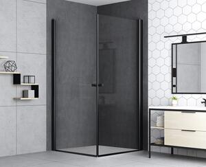 Ușă duș batantă basano Modena black 90x197,5 cm sticlă transparentă profil negru mat